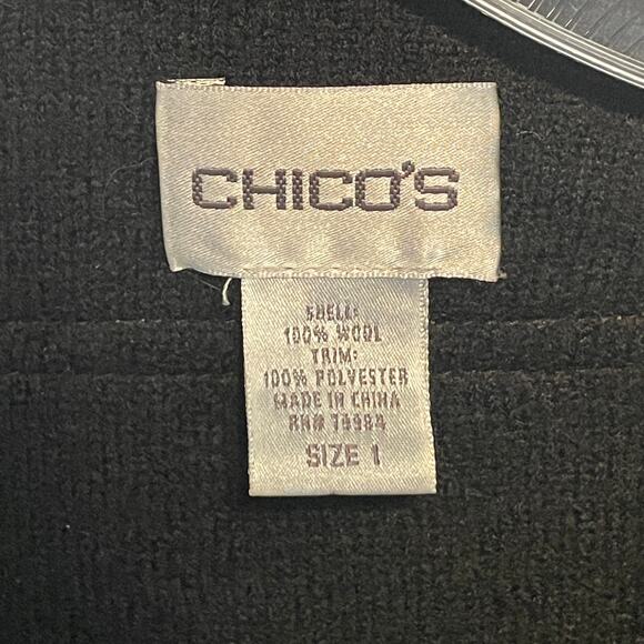 Chico's Vintage Black Wool Cardigan Size 1 (Womens Small) Mixed Media Topper - Picture 5 of 7